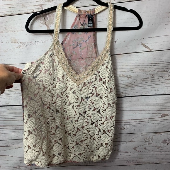 Bke Boutique Lace Chiffon Rhinestone Tank Top - Picture 2 of 8